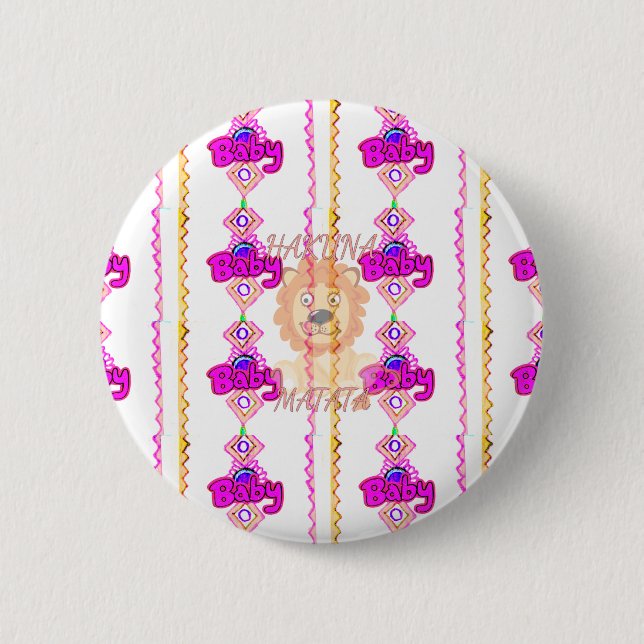 Hakuna Matata: Beautiful Baby Lion Design Motif Pinback Button (Front)