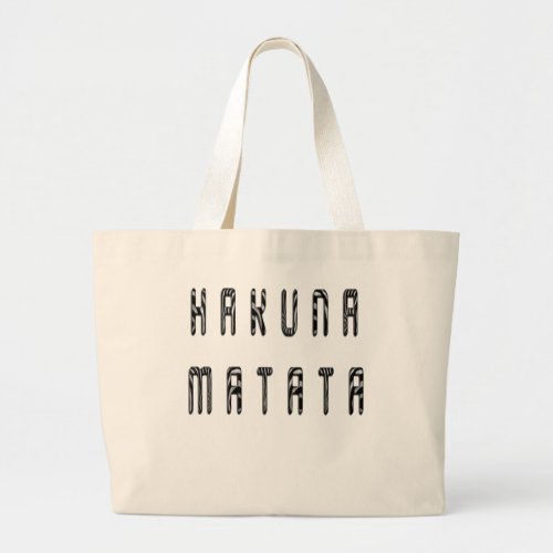 Hakuna Matata Beautiful Zebra Print Pattern Design Large Tote Bag
