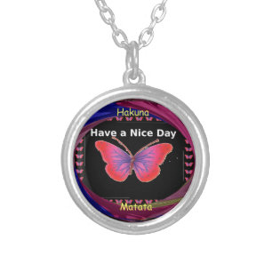"Hakuna Matata Butterfly" Inspirational - Nice Day Silver Plated Necklace