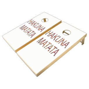Hakuna Matata Custom Natural Wood Cornhole Set