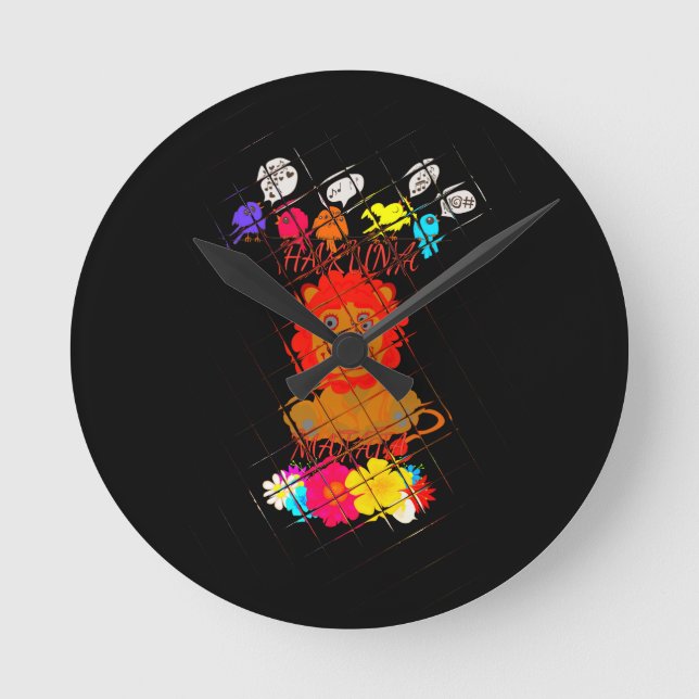 Hakuna Matata cute baby lion king Round Clock (Front)