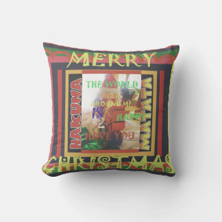 Hakuna Matata Cute Merry Christmas world around me Throw Pillow