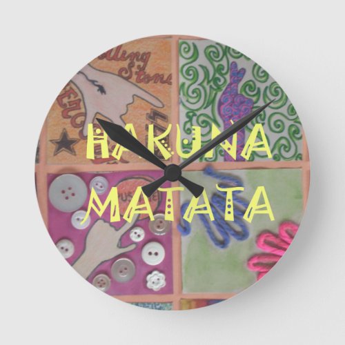 Hakuna Matata cute work of artpng Round Clock