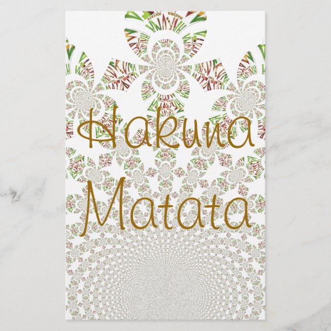 Hakuna Matata Designer Personalized Stationary Stationery (Front)