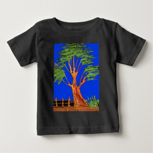 Hakuna Matata Eco Blue Green Acacia Tree Baby T_Shirt