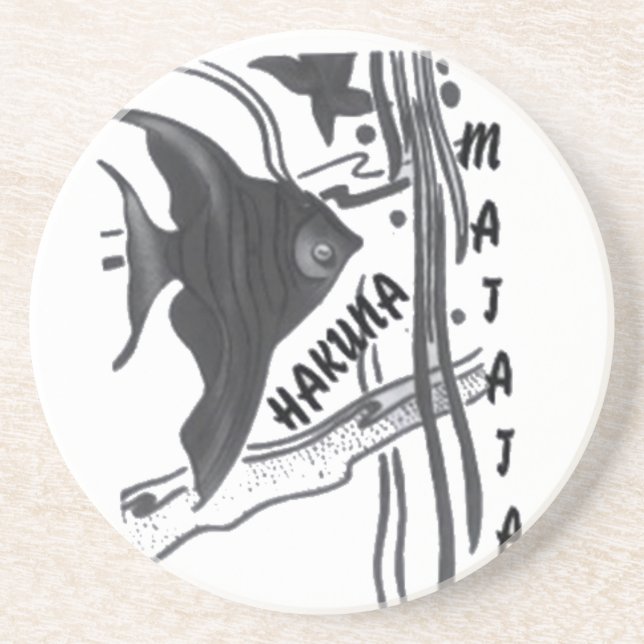 Hakuna Matata Fish Art Print Drink Coaster (Front)