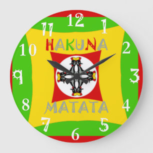 Hakuna Matata Fun Rasta Colors: Vibrant & Carefree Large Clock
