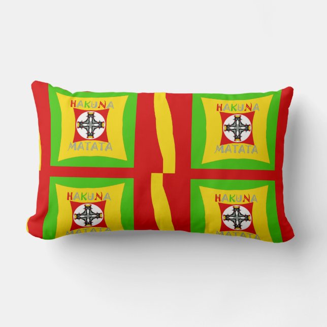 Hakuna Matata Fun Rasta Colors: Vibrant & Carefree Lumbar Pillow (Front)