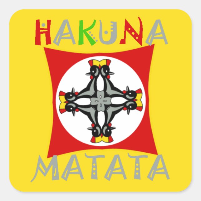 Hakuna Matata Fun Rasta Colors: Vibrant & Carefree Square Sticker (Front)