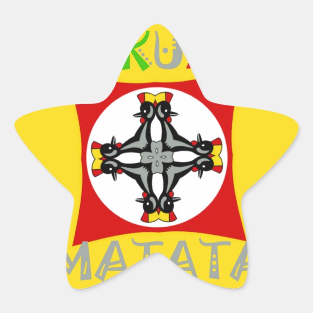 Hakuna Matata Fun Rasta Colors: Vibrant & Carefree Star Sticker (Front)