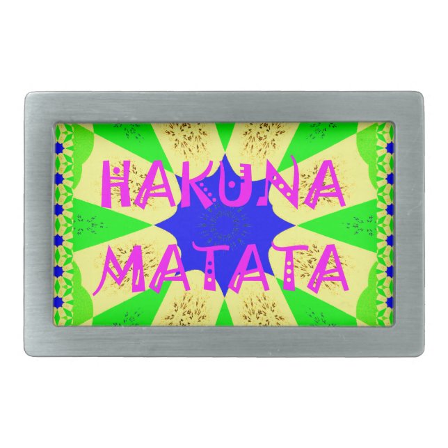 Hakuna Matata - Geometrical Global inspired custom Rectangular Belt Buckle (Front)