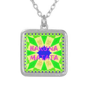 Hakuna Matata - Geometrical Global inspired custom Silver Plated Necklace