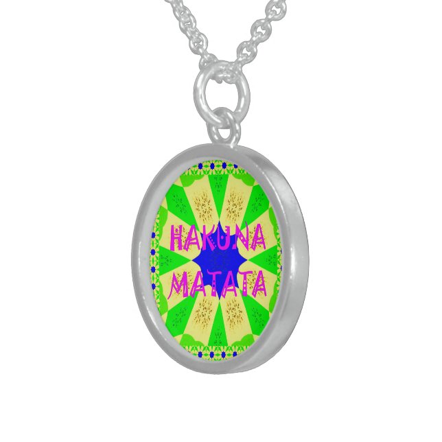 Hakuna Matata - Geometrical Global inspired custom Sterling Silver Necklace (Front Right)