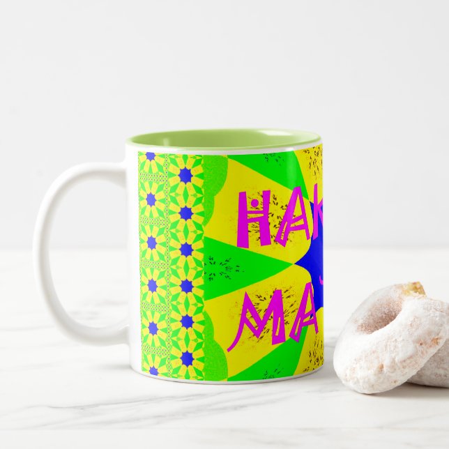 Hakuna Matata - Geometrical Global inspired custom Two-Tone Coffee Mug (With Donut)