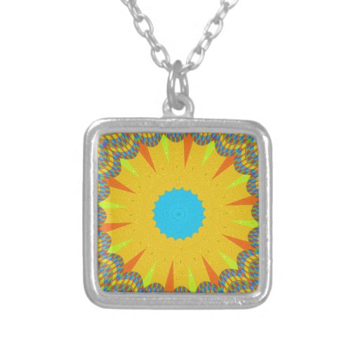 Hakuna Matata golden yellow oil painting Silver Plated Necklace