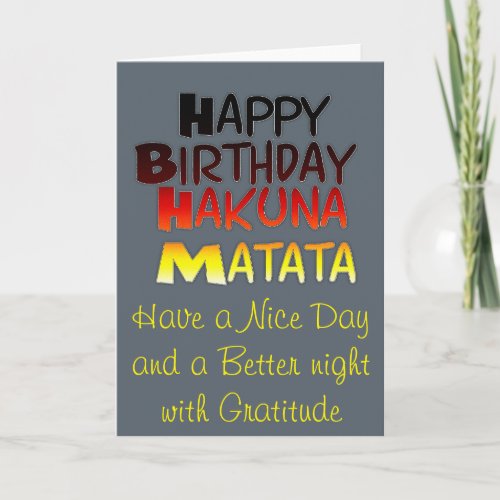 Hakuna Matata Greeting Card Vertical Template