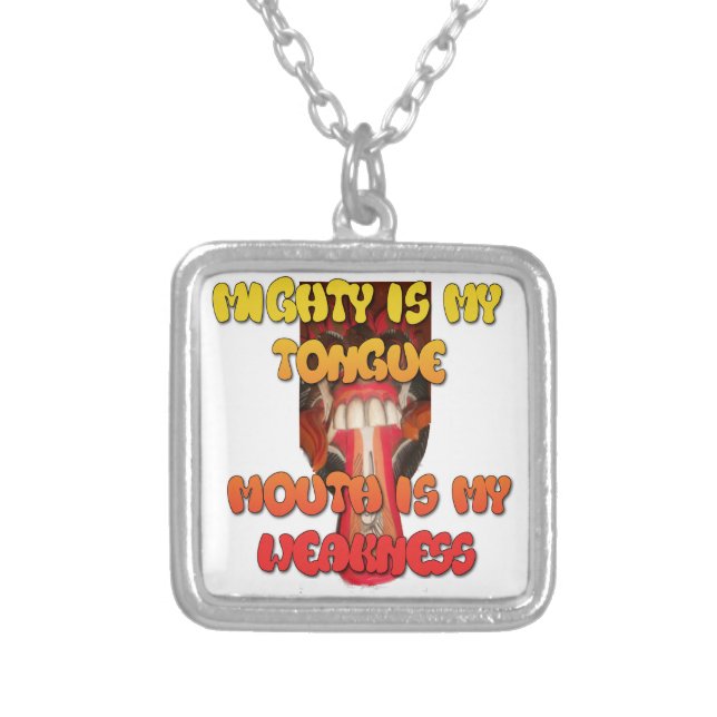 Hakuna Matata HAkuna Matata Big Mouth. Silver Plated Necklace (Front)