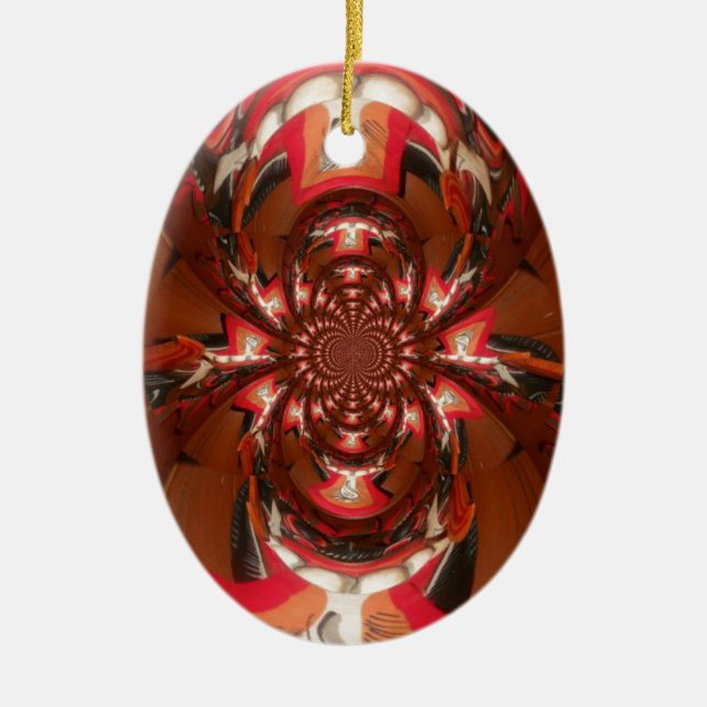 Hakuna Matata Halloween Mask Kaleidoscope Abstract Ceramic Ornament (Front)