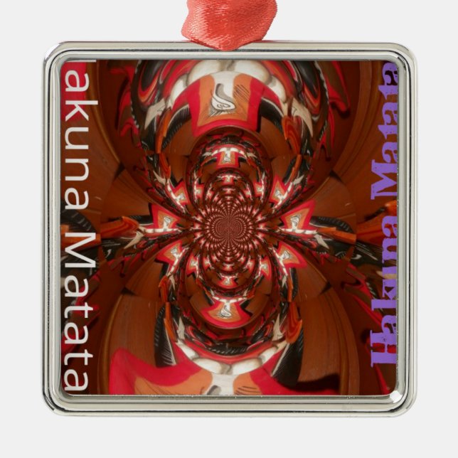 Hakuna Matata Halloween Mask Kaleidoscope Abstract Metal Ornament (Front)