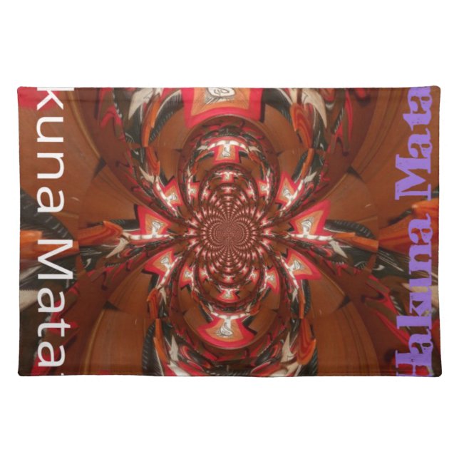 Hakuna Matata Halloween Mask Kaleidoscope Abstract Placemat (Front)