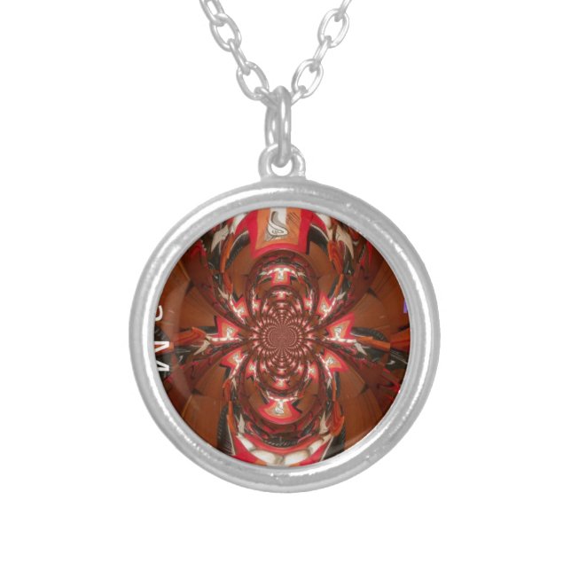 Hakuna Matata Halloween Mask Kaleidoscope Abstract Silver Plated Necklace (Front)