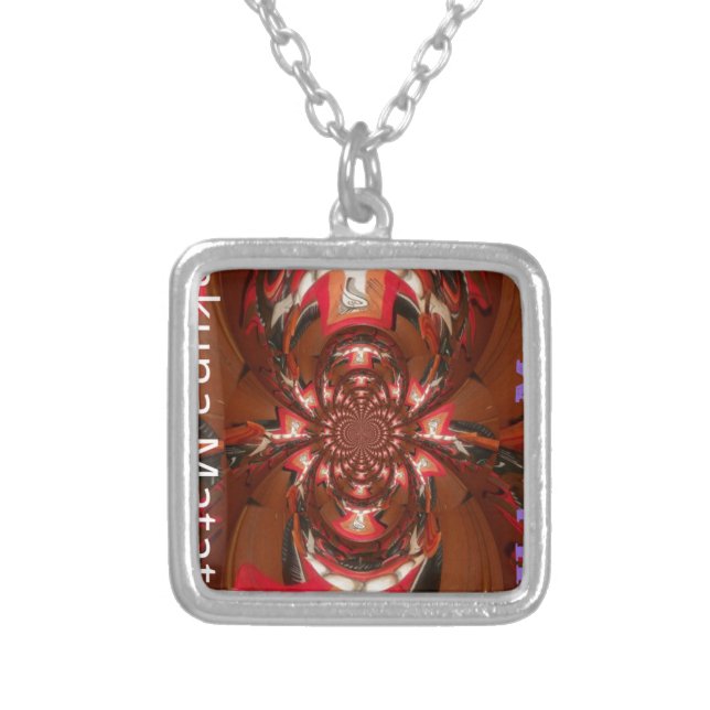 Hakuna Matata Halloween Mask Kaleidoscope Abstract Silver Plated Necklace (Front)