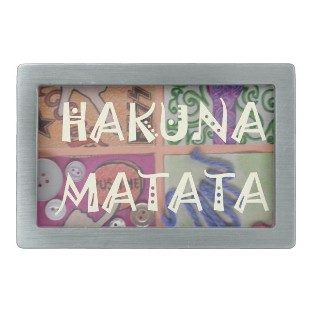 Hakuna Matata Hand Sign Art Print Belt Buckle (Front)