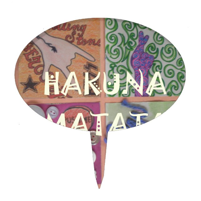 Hakuna Matata Hand Sign Art Print Cake Topper (Front)