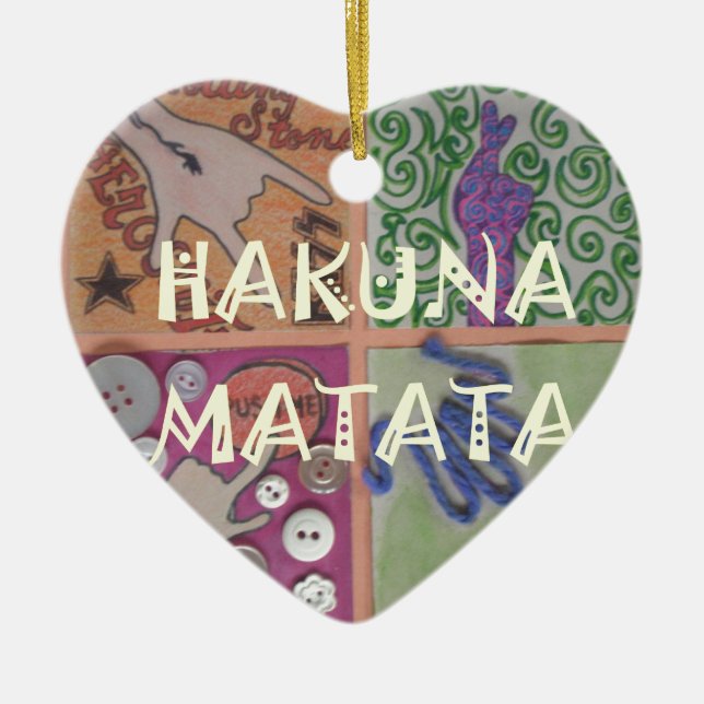 Hakuna Matata Hand Sign Art Print Ceramic Ornament (Front)