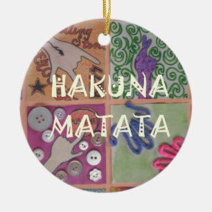Hakuna Matata Hand Sign Art Print Ceramic Ornament