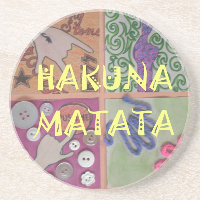 Hakuna Matata Hand Sign Art Print Drink Coaster (Front)