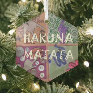 Hakuna Matata Hand Sign Art Print Glass Ornament