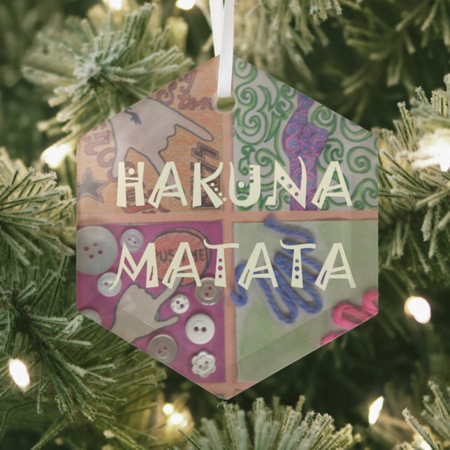 Hakuna Matata Hand Sign Art Print Glass Ornament (Insitu)