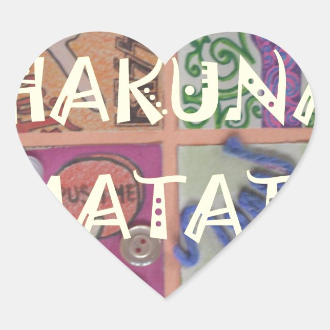 Hakuna Matata Hand Sign Art Print Heart Sticker (Front)