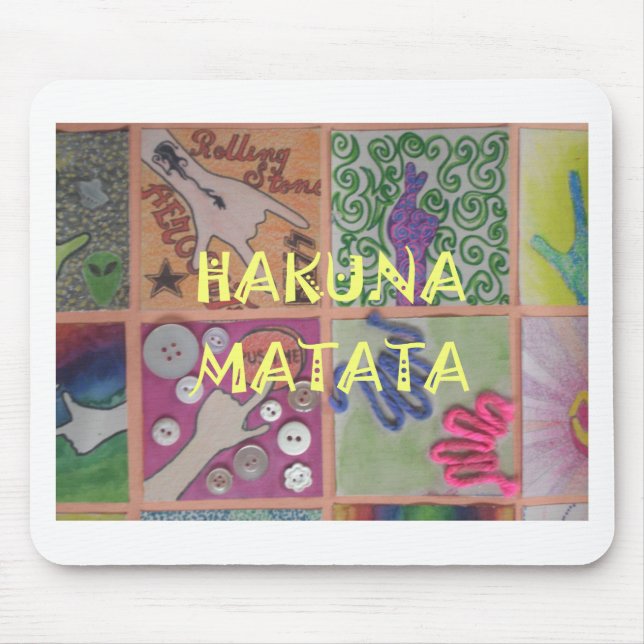 Hakuna Matata Hand Sign Art Print Mouse Pad (Front)