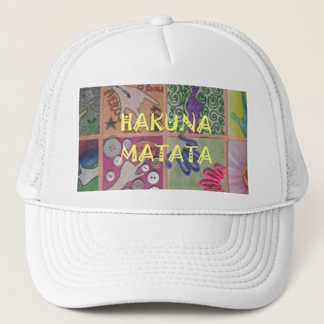 Hakuna Matata Hand Sign Art Print Trucker Hat (Front)