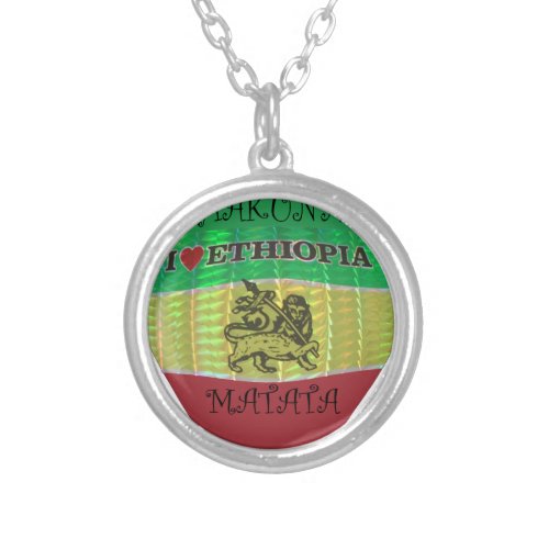 Hakuna Matata I love Ethiopia Colorspng Silver Plated Necklace