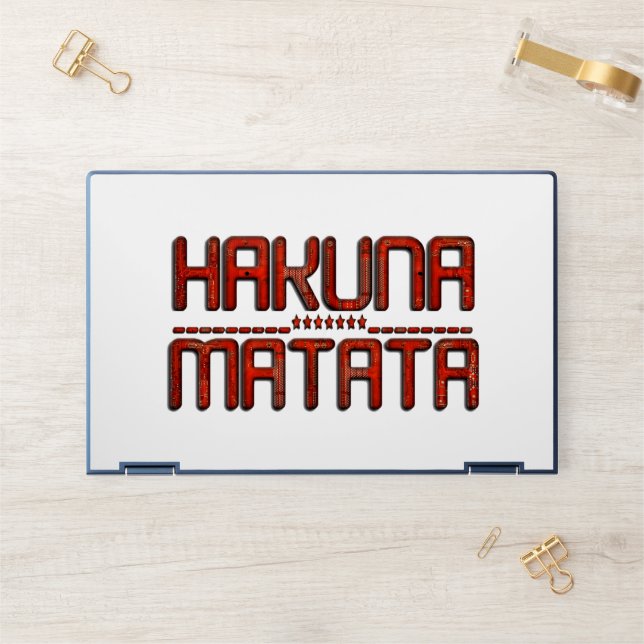 Hakuna Matata in Red With Stars Techno   HP Laptop Skin (Desk)