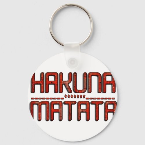 Hakuna Matata in Red With Stars Techno Keychain