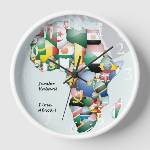 Hakuna Matata Jambo Habari Africa  I Love Africa Wall Clock