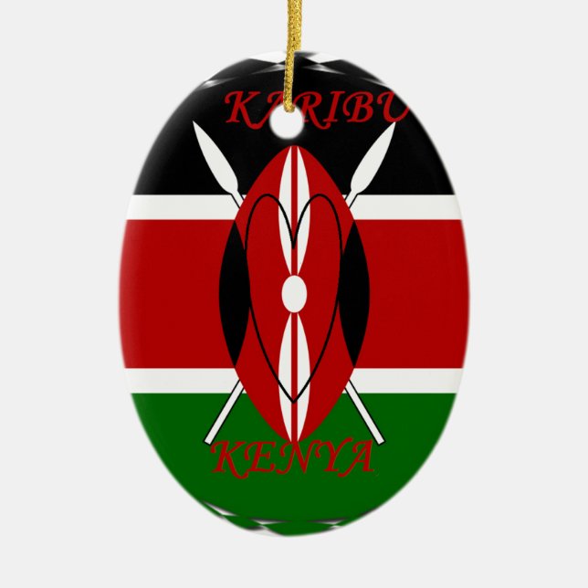 Hakuna matata Karaibu Kenya Ceramic Ornament (Front)