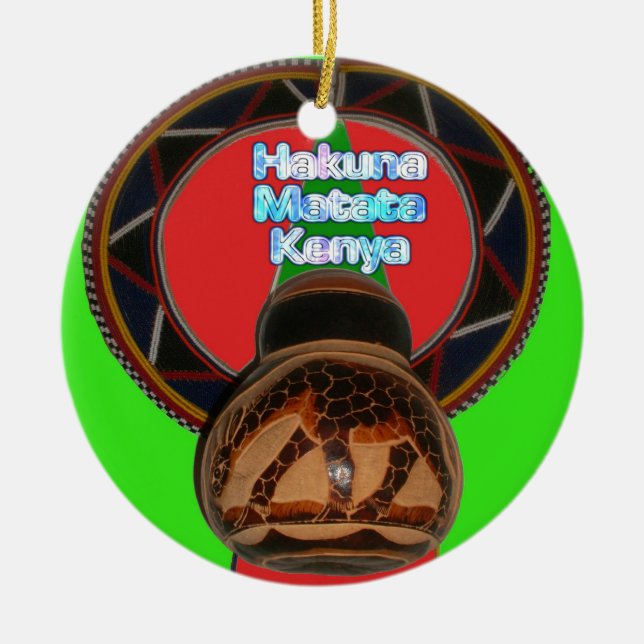 Hakuna Matata Kenya Art Print Ceramic Ornament (Front)