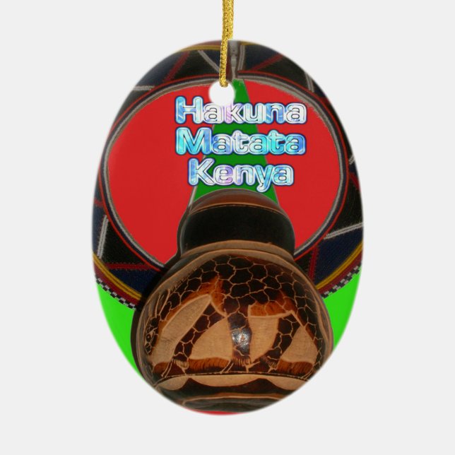 Hakuna Matata Kenya Art Print Ceramic Ornament (Front)