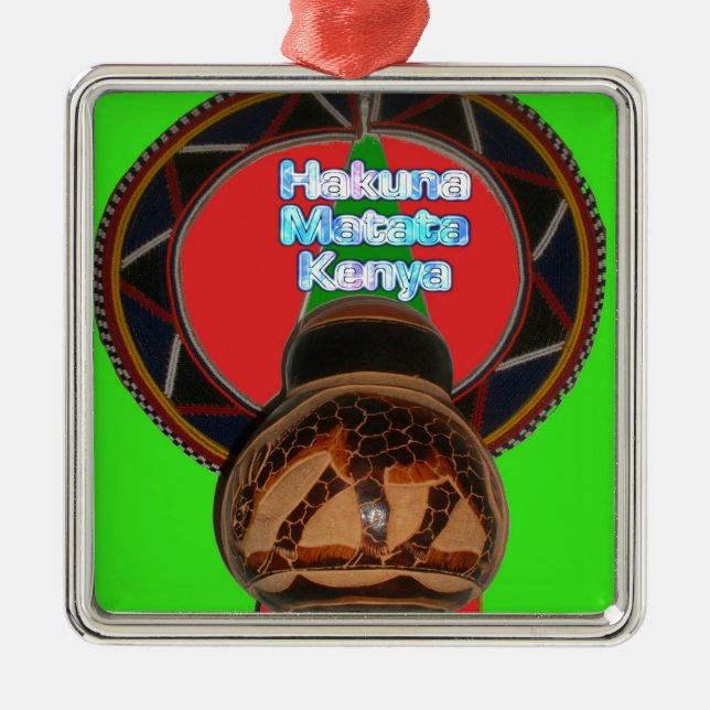 Hakuna Matata Kenya Art Print Metal Ornament (Front)