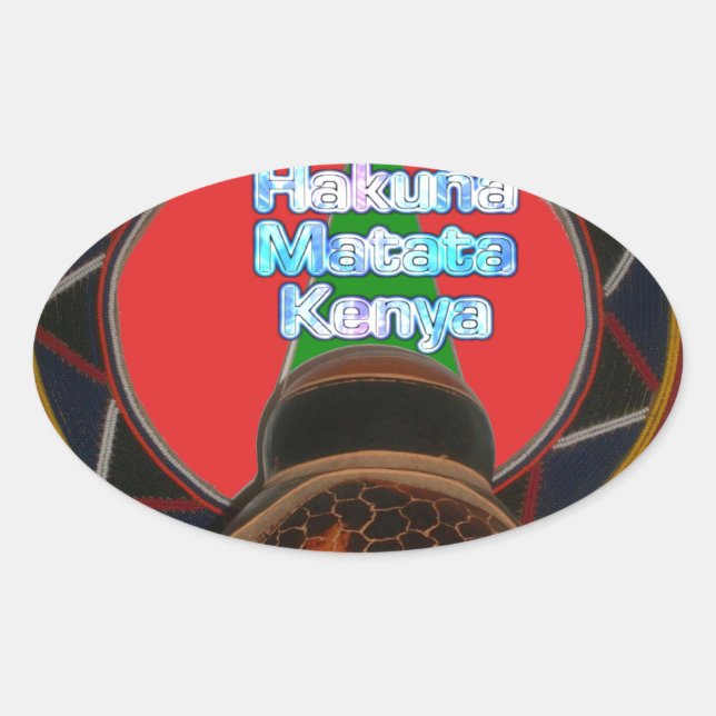 Hakuna Matata Kenya Art Print Oval Sticker (Front)