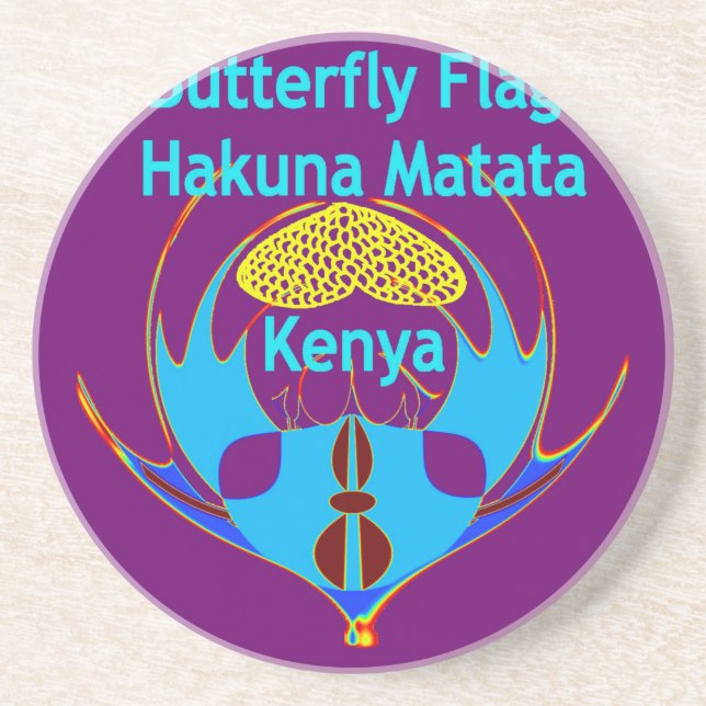  "Hakuna Matata Kenya" Butterfly Art Print/Graphic Coaster (Front)