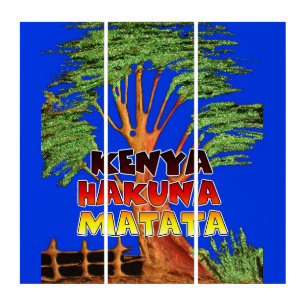 Hakuna Matata Kenya Lovely Blue Sky Acacia Tree  Triptych