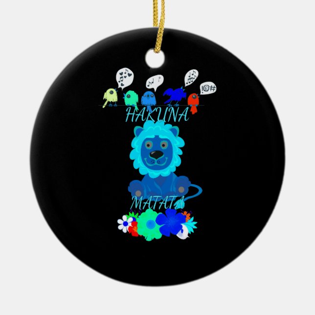 Hakuna Matata Lion Art Print Ceramic Ornament (Front)