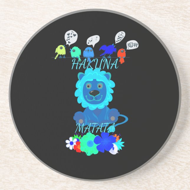 Hakuna Matata Lion Art Print Drink Coaster (Front)