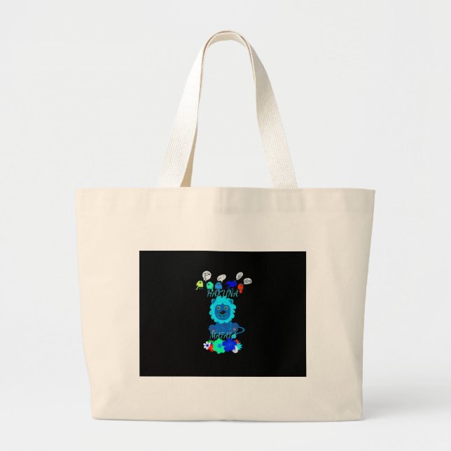 Hakuna Matata Lion Art Print Large Tote Bag (Front)